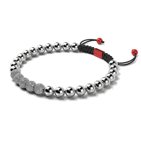 Silber und rote Emaille | Kristall Gala Santa Armband | Schwarz